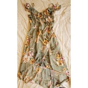 XL Floral Green High Low Dress